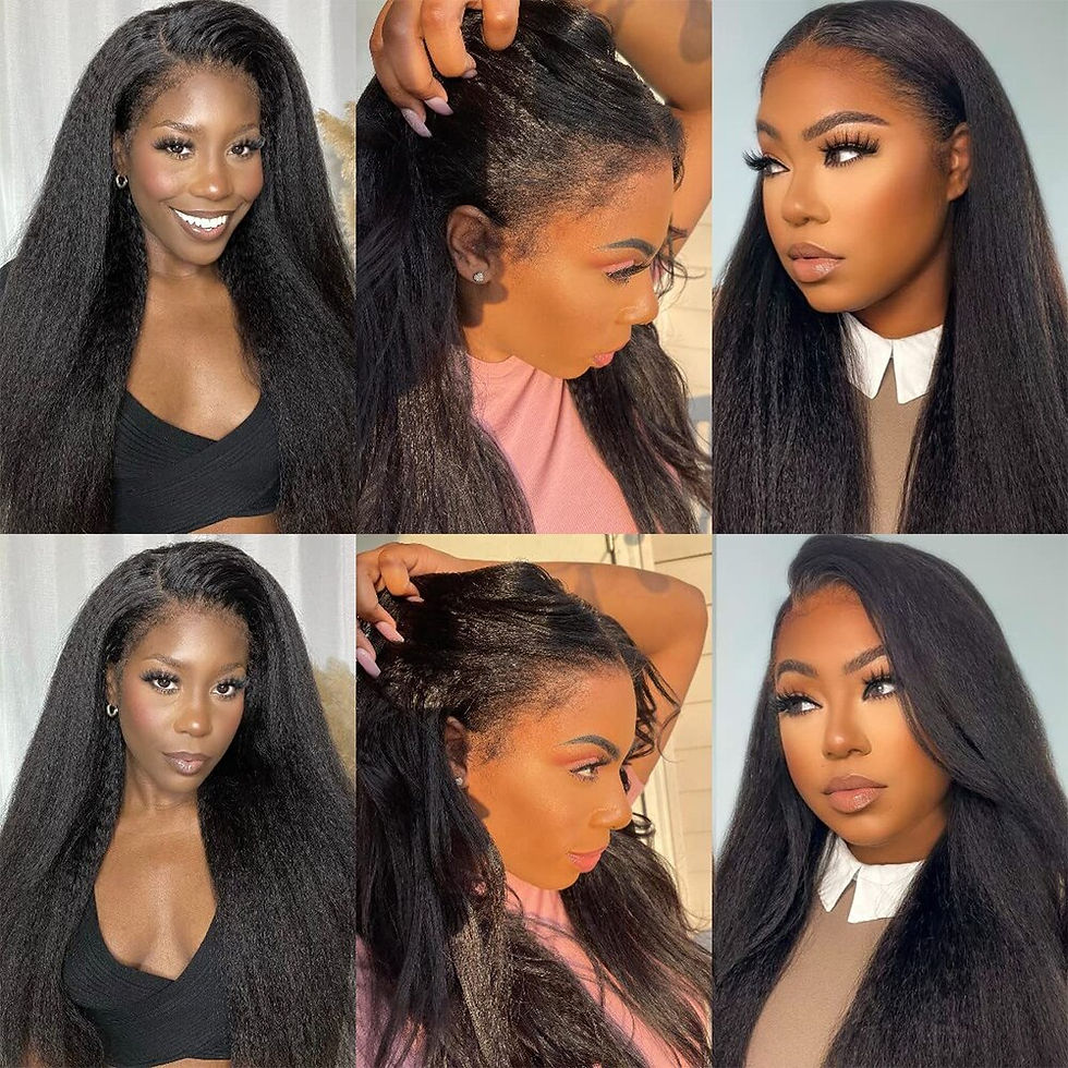 Thumbnail: Soft Natural Black Yaki Long 28inch 180Density Kinky Straight Deep Lace Front W