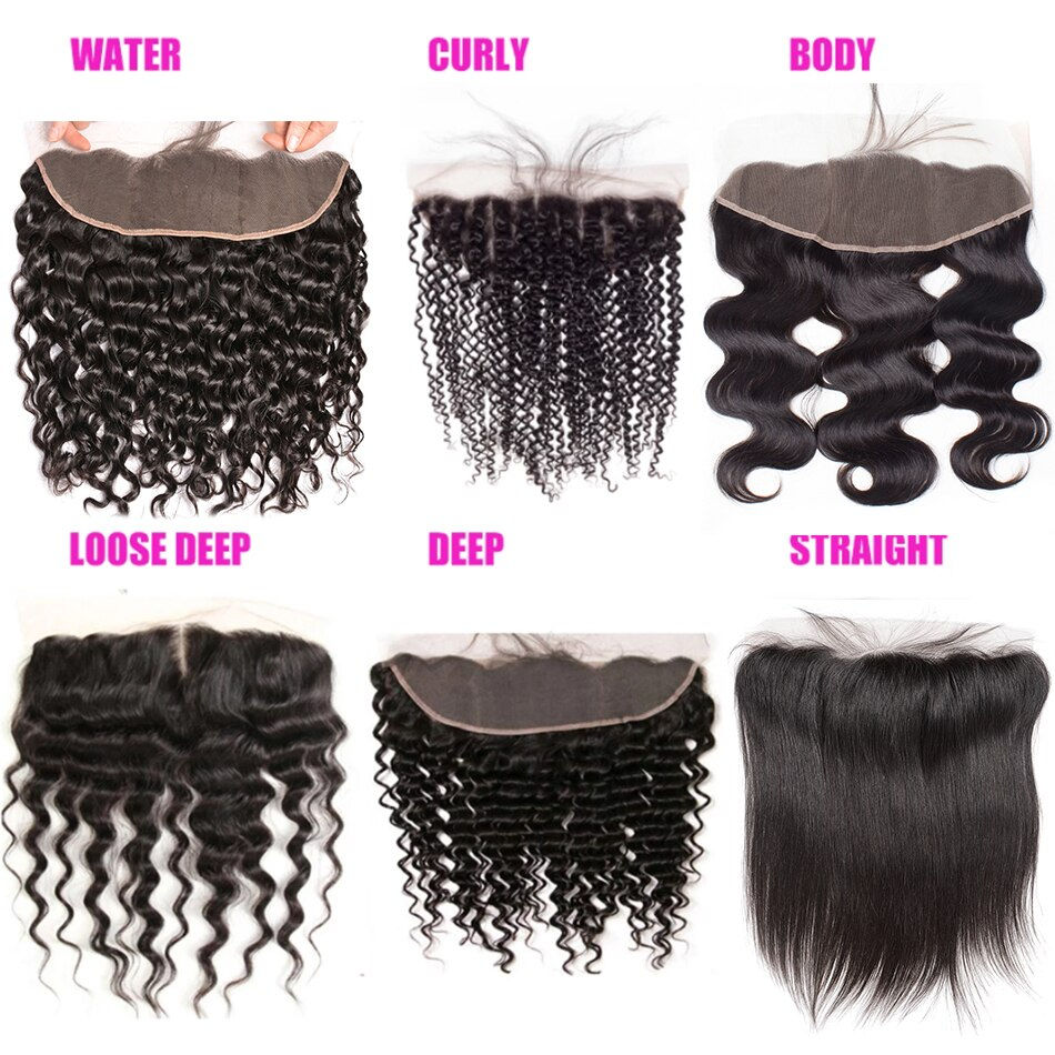 Thumbnail: 13x4 Loose Deep Wave Frontal Human Hair Brazilian Lace Frontal Closure Curly De