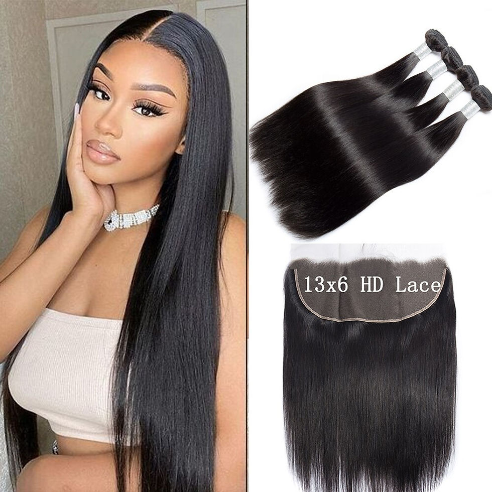 Thumbnail: Bone Straight Human Hair Bundles With Frontal 13x6 HD Transparent Lace 30Inch  