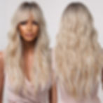 Thumbnail: HAIRCUBE Long Ombre Brown Black Light Blonde Synthetic Wigs with Bangs Heat Res
