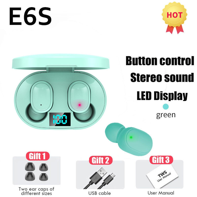 Thumbnail: TWS E6S Fone Bluetooth Earphones Wireless Headphones LED Display Noise Cancelli