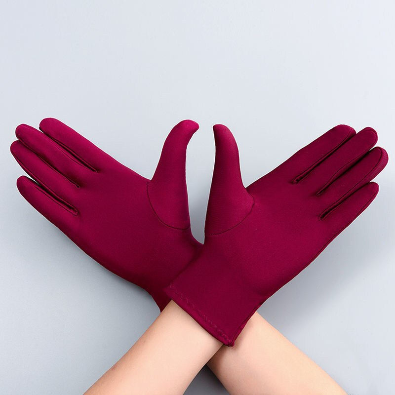 Thumbnail: Autumn Summer Thin Ice Silk Gloves Spring Cycling Driving Black White Gloves Tr