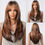 Thumbnail: Brown to Light Ash Brown Blonde Wigs with Bangs Layered Synthetic Wigs for Wome
