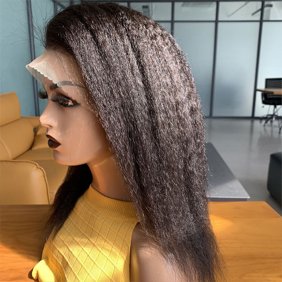 Thumbnail: Soft Yaki Bob Long Natural Black Kinky Straight Hair Wig For Women Natural Hair
