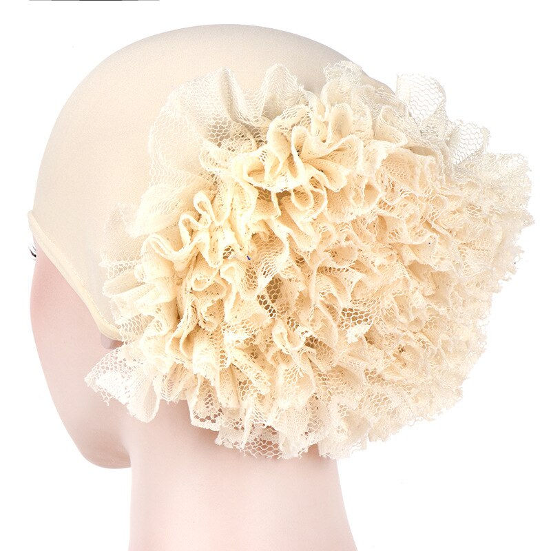 Thumbnail: JTVOVO 2022 New Pure Color Milk Silk Pan Flower Hat Muslim Stretch Toe Cap Duba