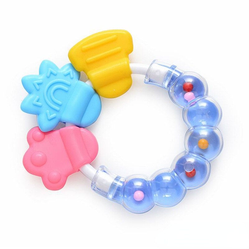 New Arrival Mixed Colors Beads Cute Round Silicone Baby Teether Molar Fixator R