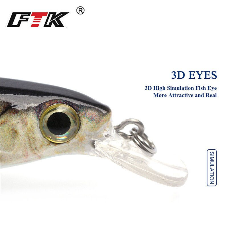 Thumbnail: FTK 12g Floating Swimbait Hard Bait Minnow Fishing Lure 10cm 3D Eye Jerkbait Wo