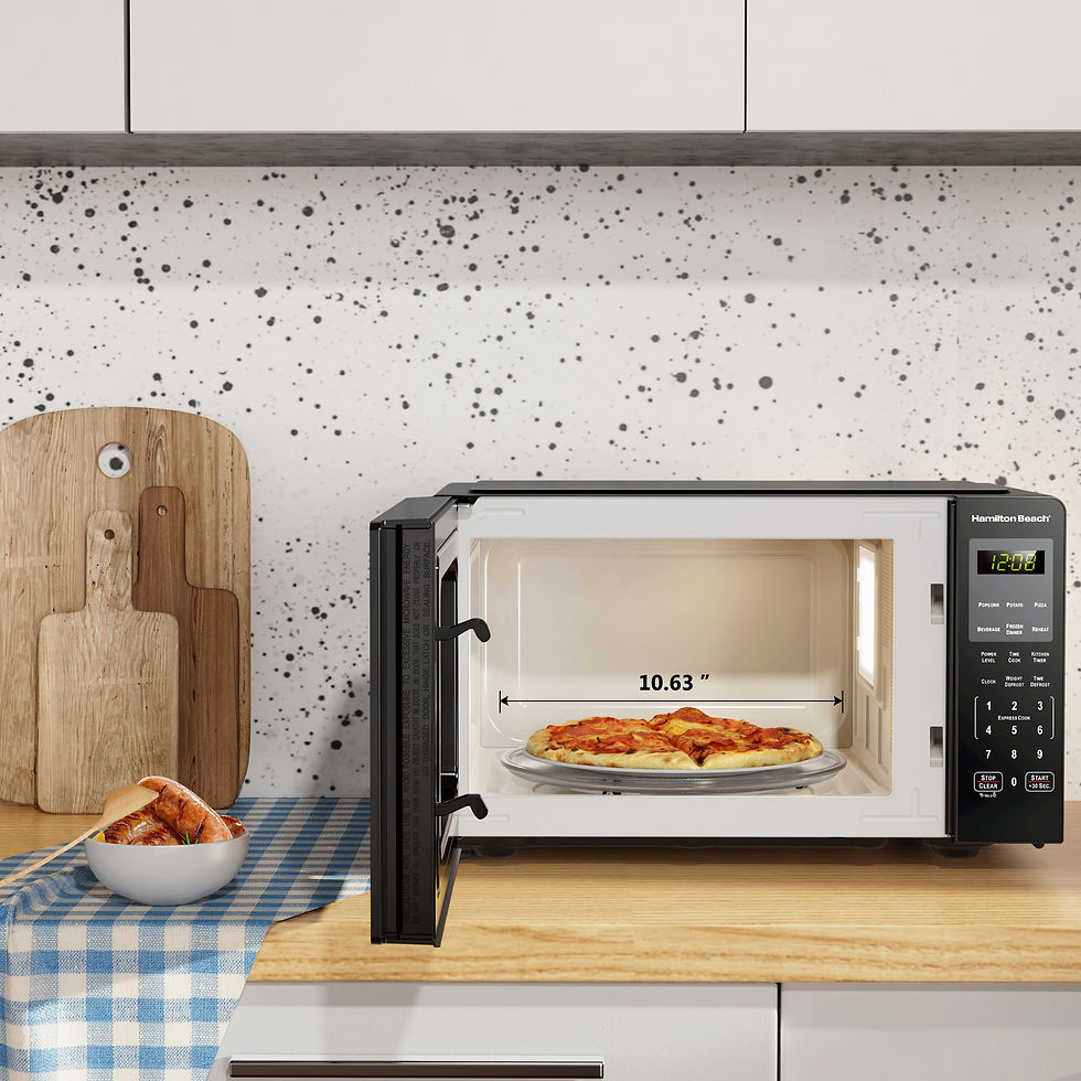 Thumbnail: Hamilton Beach 0.9 Cu ft Countertop Microwave Oven, 900 Watts, Stainless Steel,