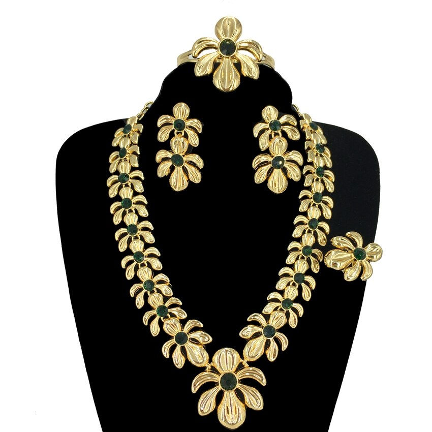 Thumbnail: New In Fashion Italian Gold Plated Necklace Earrings Bracelet Ring Luxury Ladie