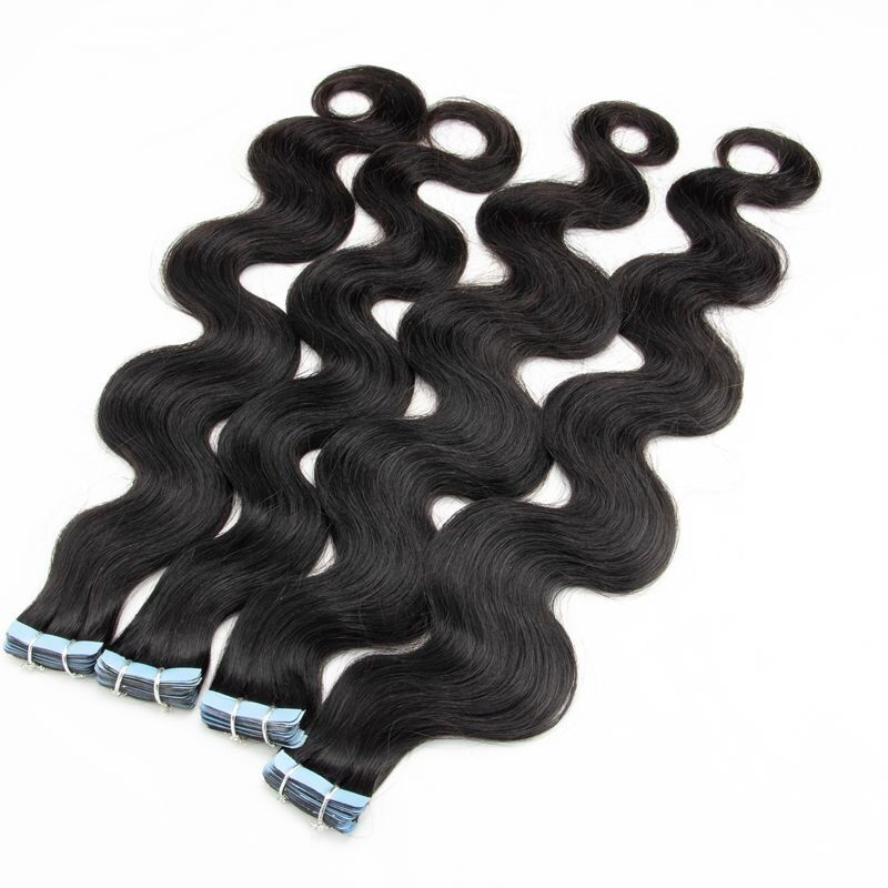 Body Wave Tape Ins Pu Weft Extensions Remy Human Hair Tape In Extensions Blac
