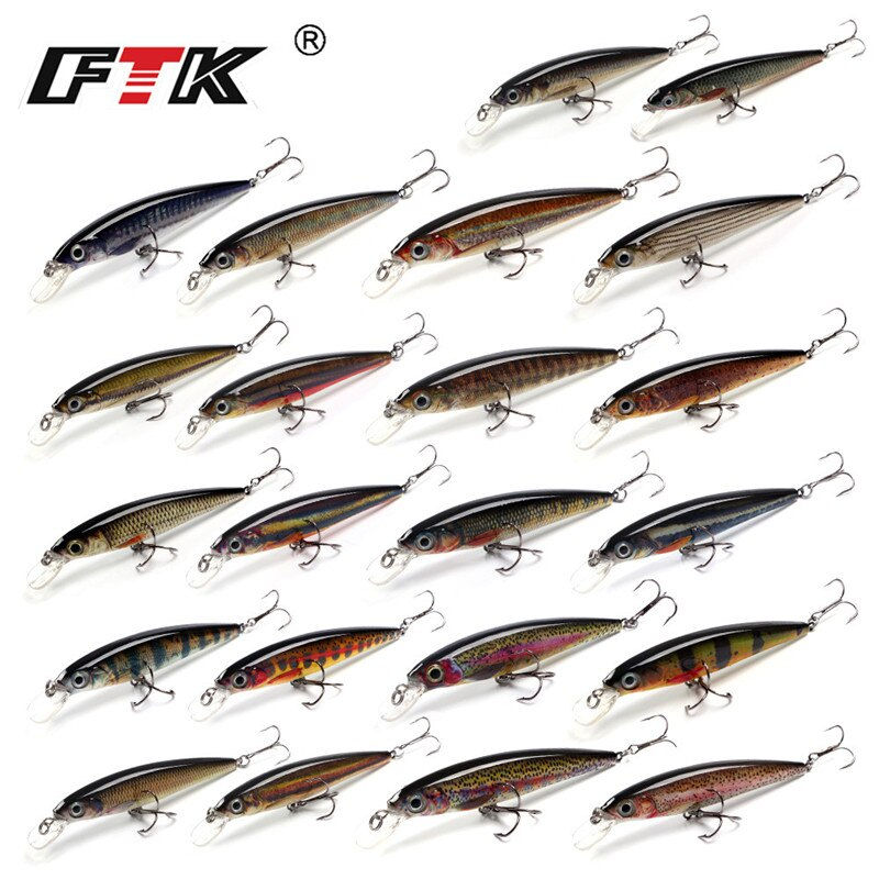 Thumbnail: FTK 12g Floating Swimbait Hard Bait Minnow Fishing Lure 10cm 3D Eye Jerkbait Wo