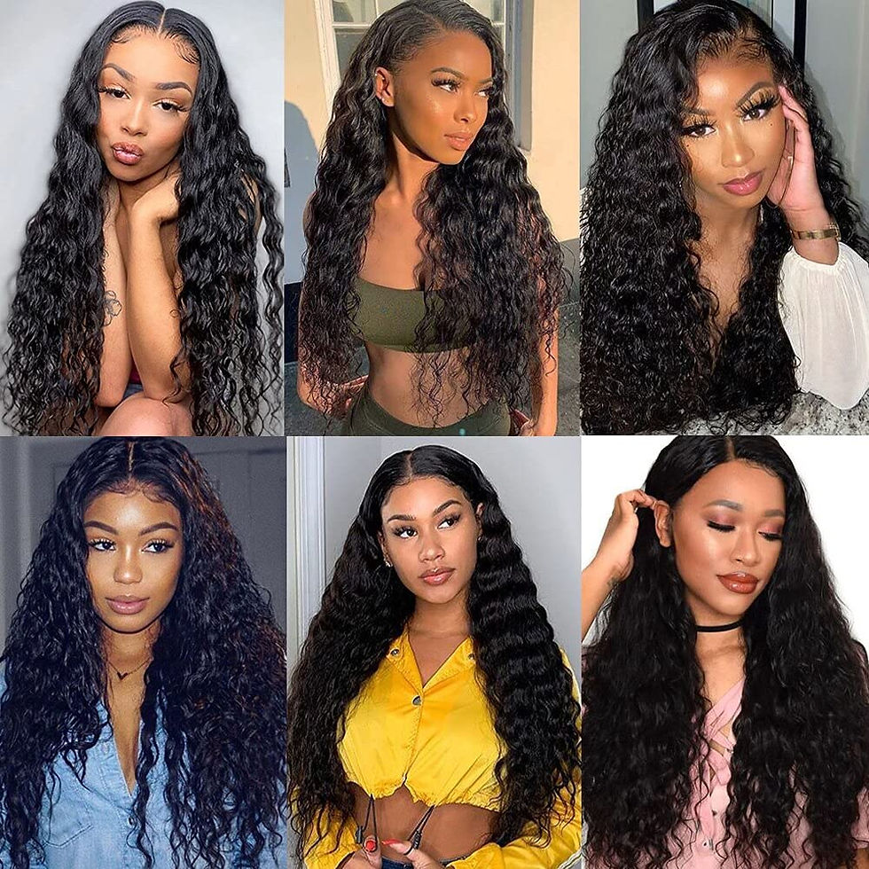 Thumbnail: Peruvian Water Wave Bundles With Closure Wet and Wavy Curly 12A Human Hair Bund