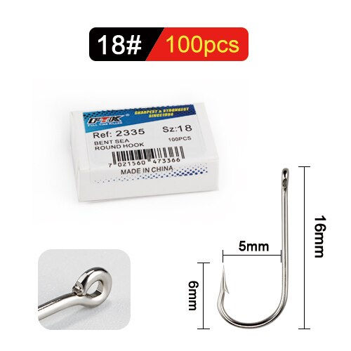 Thumbnail: FTK 10#-20# 100Pcs/Box Round Nickel Big Ringed Sea Hook BENT SEA Hooks From Nor