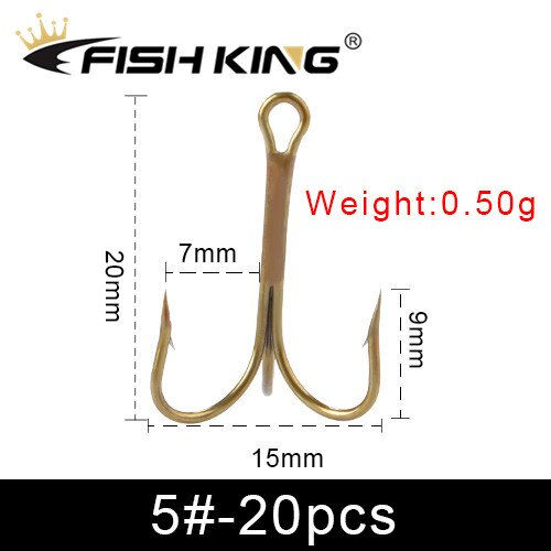 Thumbnail: FISH KING 20pcs/Pack High Steel Carbon Lure Hook Treble Overturned Fishhooks Su