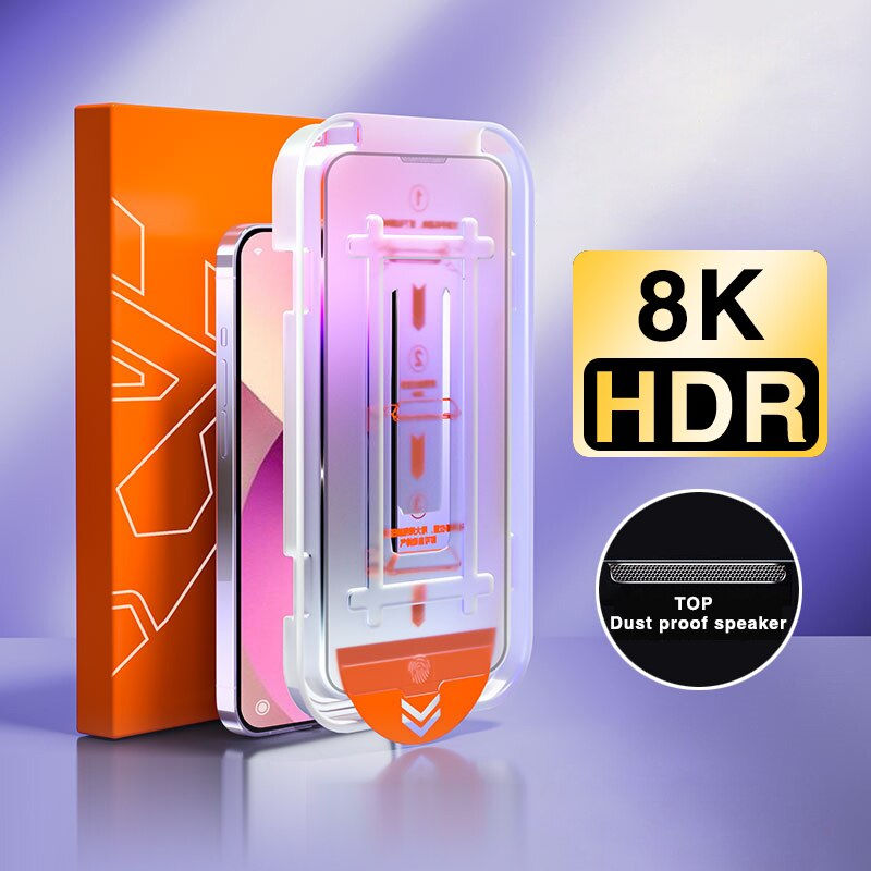 Thumbnail: New 8K Oleophobic Coating Dust free Installation Screen Protector For iPhone 14