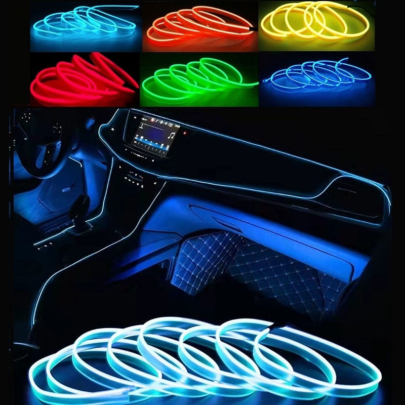 Thumbnail: 1M/3M/5M Car Interior Led Decorative Lamp EL Wiring Neon Strip For Auto DIY Fle