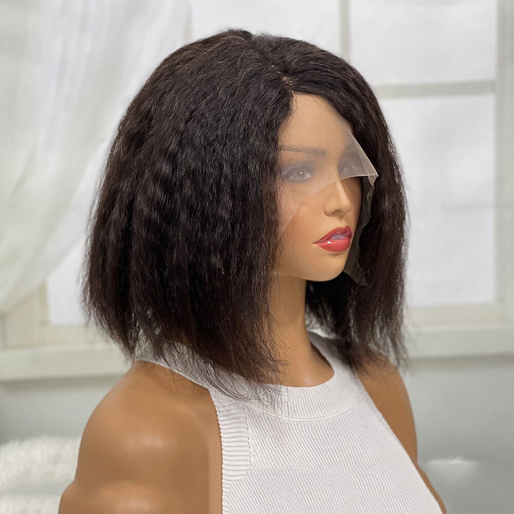 Soft Yaki 26inches Long Natural Black Kinky Straight Hair Wig For Women Natural