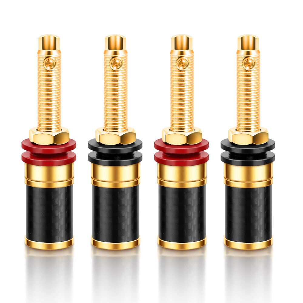HIFI 4Pcs Gold Plated Copper Speaker Binding Post Female Banana Jack Connector