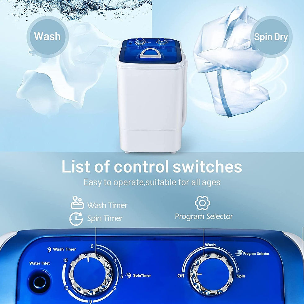 Thumbnail: MamaHome DF-X4608-Blue Washing Machine Small Semi-Automatic Compact Washer Spin
