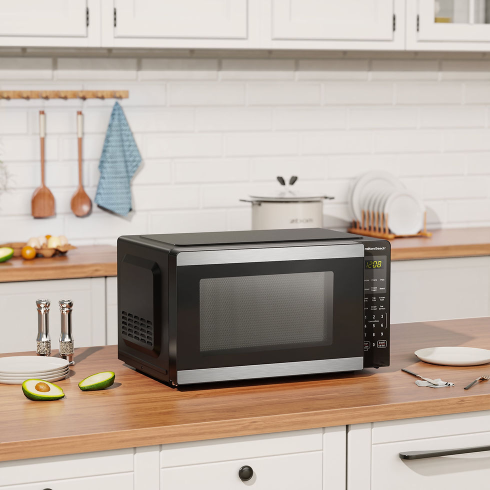 Thumbnail: Hamilton Beach 0.9 Cu ft Countertop Microwave Oven, 900 Watts, Stainless Steel,