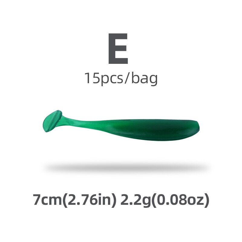 Thumbnail: HANDING PVC Material 5/7/9cm 15Pcs T-Tail Grub Worm Baits Fish Tackle Accessory