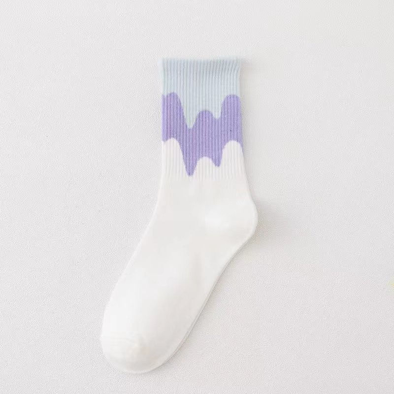 Thumbnail: 2022 Casual Sports Socks calcetines Autumn Winter warm Ice Cream Color Matching