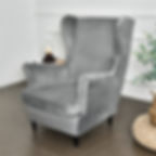 Thumbnail: New Solid Velvet Wing Chair Cover Stretch Armchair Covers Removable Wingback Fu