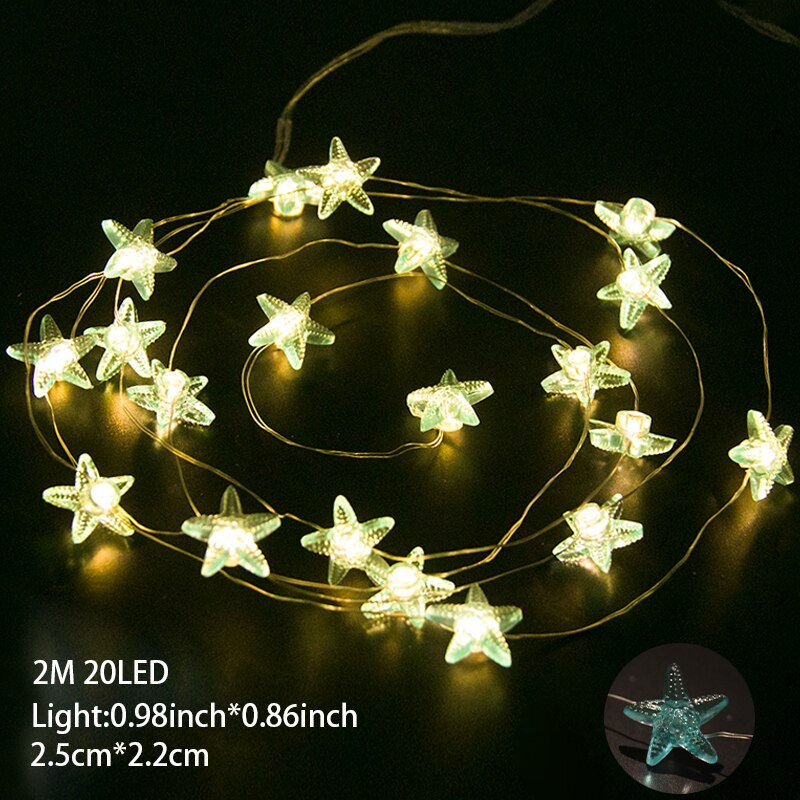 Миниатюра: 2m 20LED Starfish String Lights Under the Sea Party LED Fairy Light Mermaid Bir