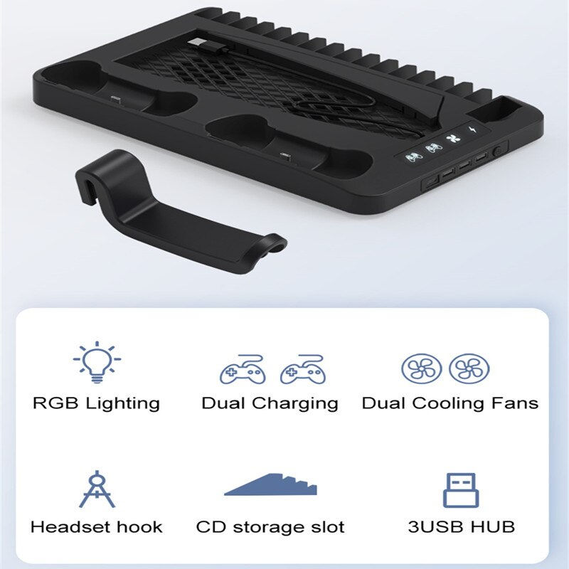 Thumbnail: YLW P58 P5 Stand Cooling Station With RGB Light Cooling Fan Dual Controllers Ch