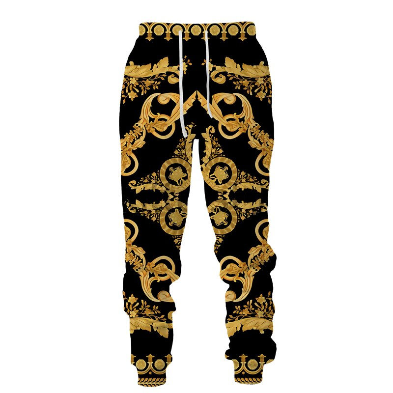 Thumbnail: Baroque Style 3D Printed Crown Golden Chain Hoodie/Pants/Suit Casual Men's Pull