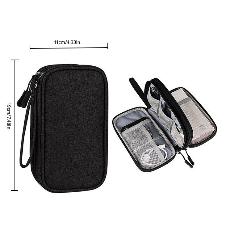 Thumbnail: 1pc Travel Portable Digital Product Storage Bag USB Data Cable Organizer Headse