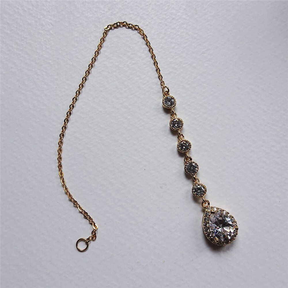 Simple Sparkling Water Drop Pendant Forehead Chain Boho Bride Wedding Sparkling