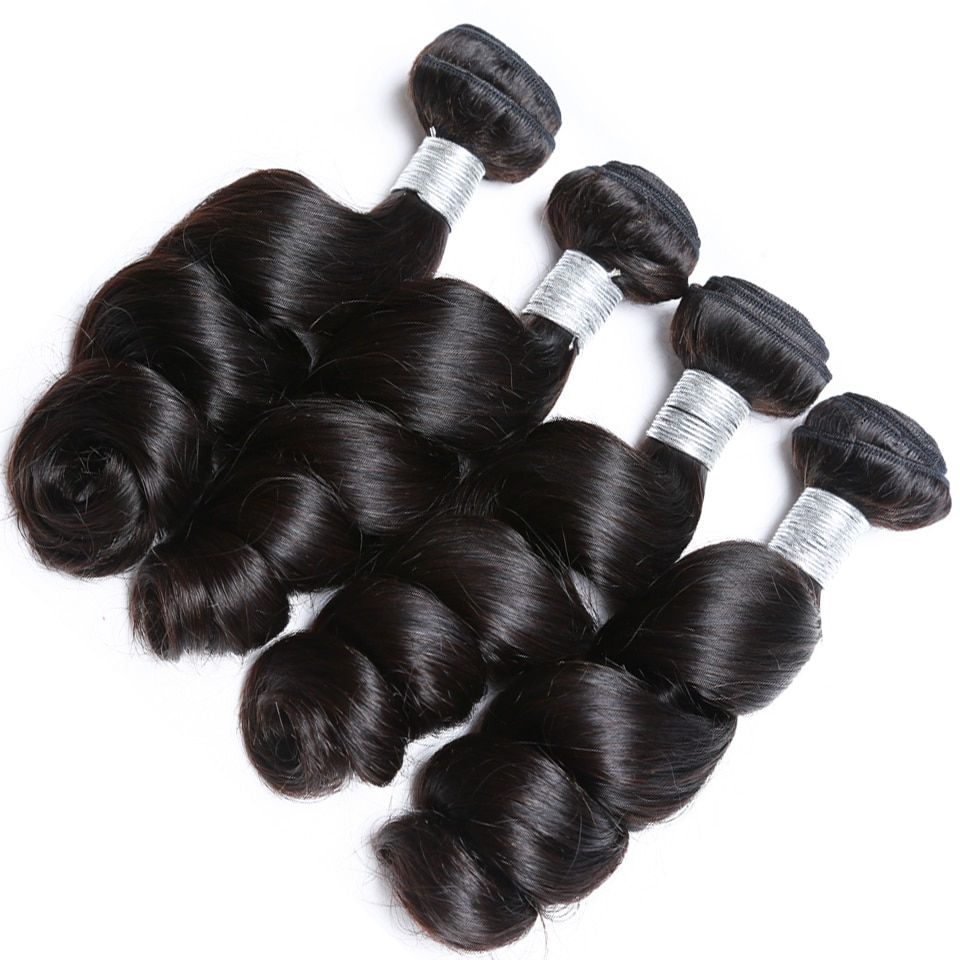 Thumbnail: Brazilian Loose Wave Bundles With Frontal Human Hair Extensions Loose Deep Bund