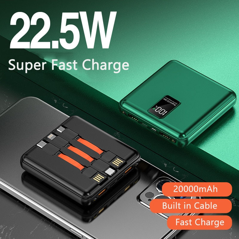 Thumbnail: Mini Power Bank 20000mAh PD 22.5W Fast Charging for P30 P40 Powerbank with 3 Ca