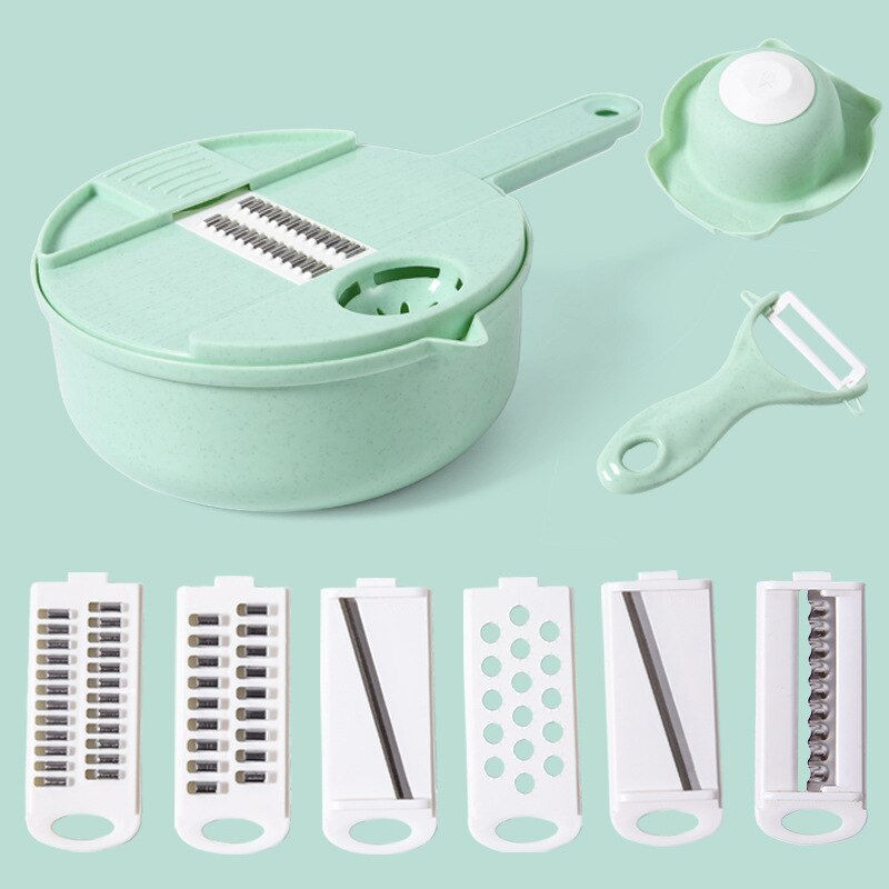 Thumbnail: 12 PCS Multi-Function Vegetable Chopper Carrots Potatoes Grater Cut Shred Manua