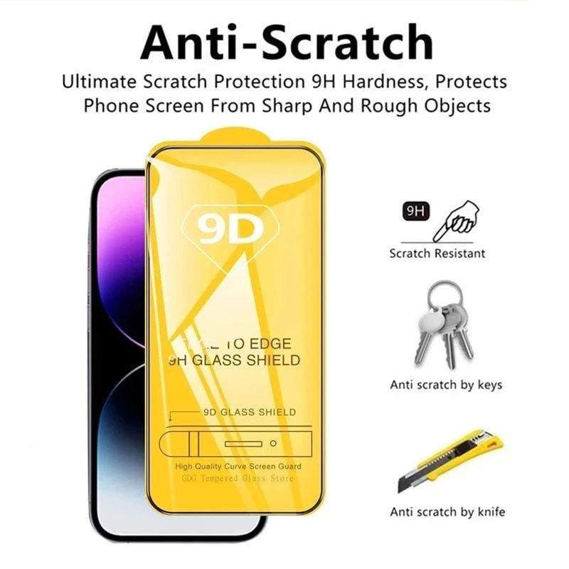 Thumbnail: 5PCS 9D Protective Glass Screen Protector for iPhone 14 13 12 11 Pro Max Mini 7