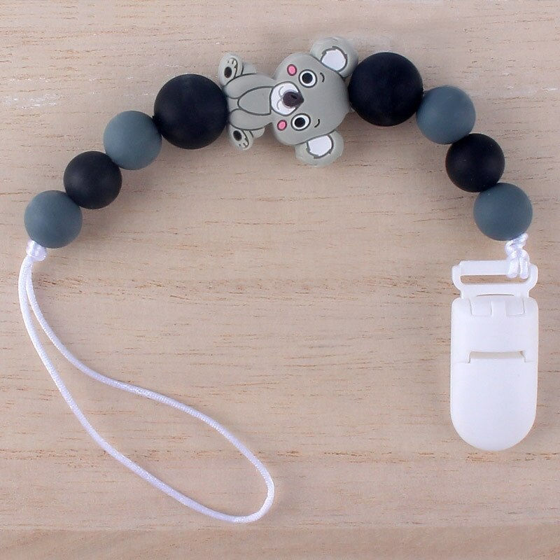 Thumbnail: Cartoon Animal Silicone Beads Teething Pacifier Clips Baby Pacifier Holder Dumm