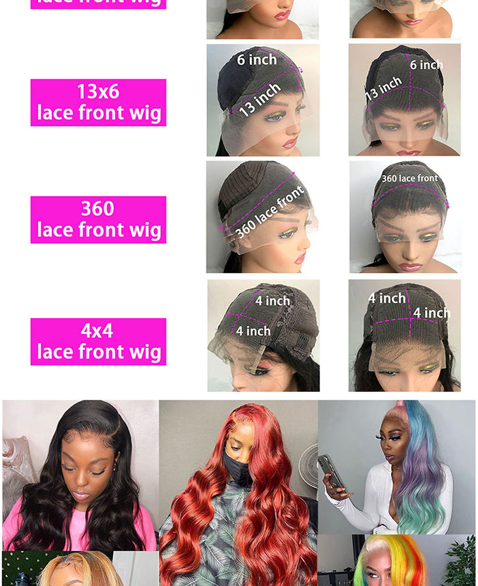 Thumbnail: 360 Full Lace Wig Human Hair Pre Plucked Brazilian 30 inch 13x4 Hd Lace Frontal