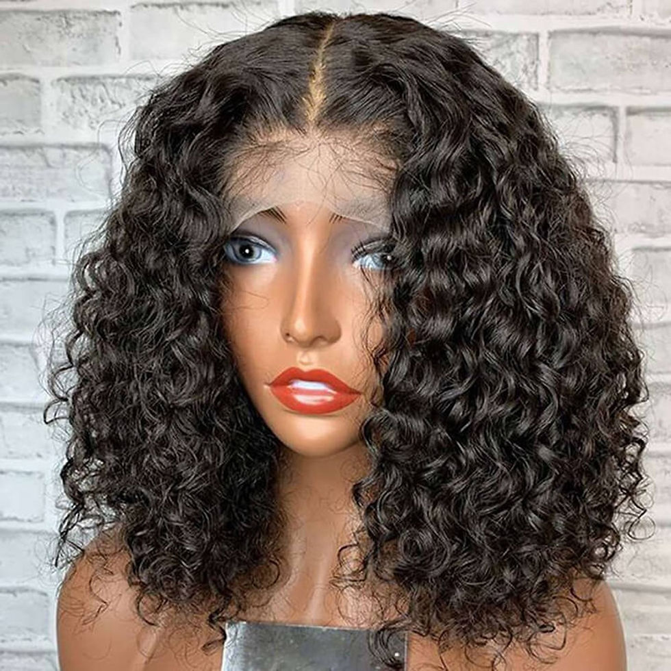 Thumbnail: Kinky Curly Human Hair Wig Short Bob Wigs 13X1 Transparent Lace Front Brazilian