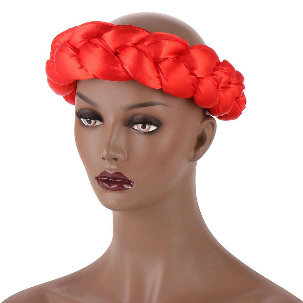 Thumbnail: 2022 Latest Exaggerated big satin twist braid Handmade African Cap Nigerian Wed