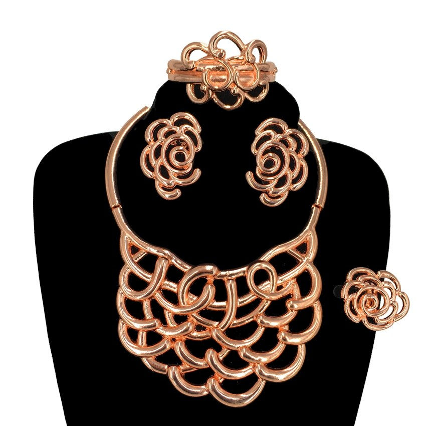 Thumbnail: Luxury Ladies Party Ring Gift Earring Bracelet Necklace 18K Gold Plated Italian