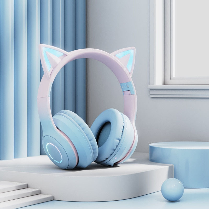 Thumbnail: New cat ear gaming headphones wireless/wired with Bluetooth 5.1 detachable micr