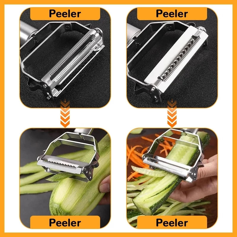 Thumbnail: Kitchen Vegetable Peeler Stainless Steel Melon Planer Double-Head Peeler Househ