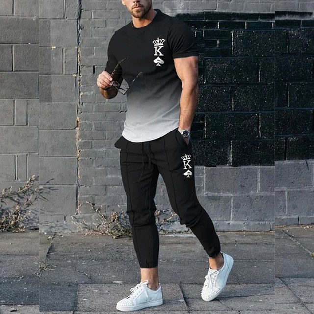 Thumbnail: 2023 Fashion Men Tshirt Suit Tracksuit 3D Printed Sportswear Short Sleeve T-shi