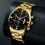 Thumbnail: 2023 Fashion Men Gold Stainless Steel Watch Luxury Calendar Quartz Wrist Watch 