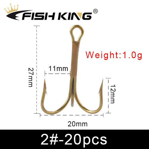 Thumbnail: FISH KING 20pcs/Pack High Steel Carbon Lure Hook Treble Overturned Fishhooks Su