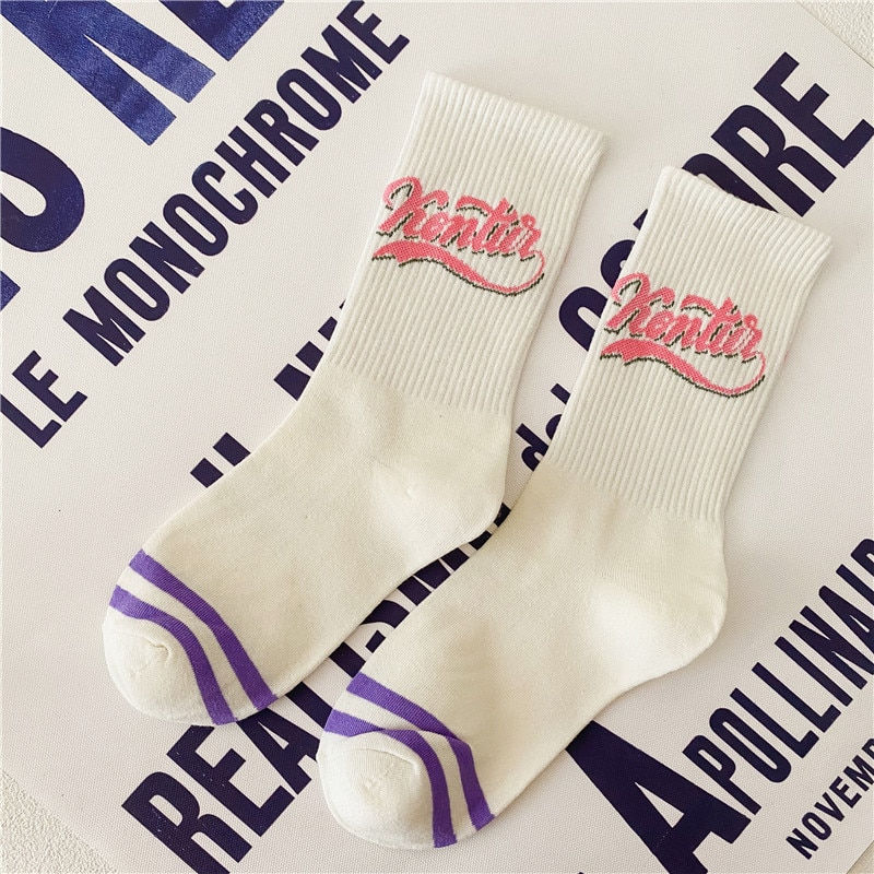 Thumbnail: Socks Female Spring and Autumn American retro personality mid-tube socks art co