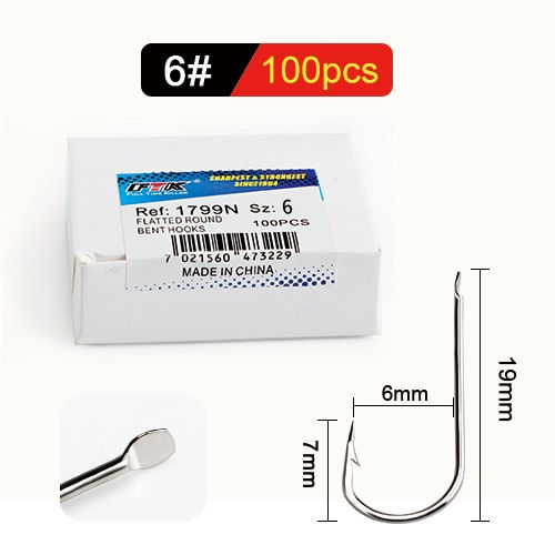 Thumbnail: FTK Barbed Fish Hook Fishhook 100PCS/LOT Size1#-Size10# High Carbon Steel Jiggi