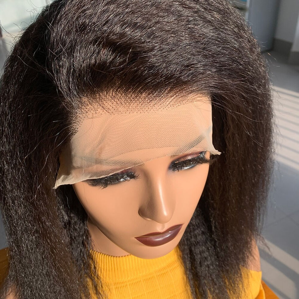 Thumbnail: Soft Yaki Bob Long Natural Black Kinky Straight Hair Wig For Women Natural Hair