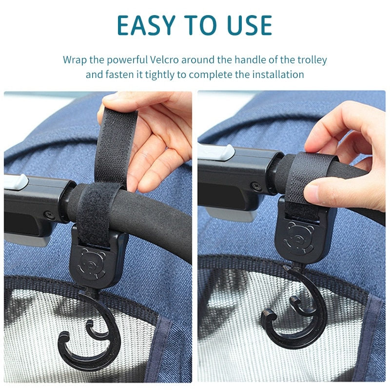 Thumbnail: 2 PCS Cartoon Stroller Accessories Degree Large Hook Umbrella Car Hook and Loop